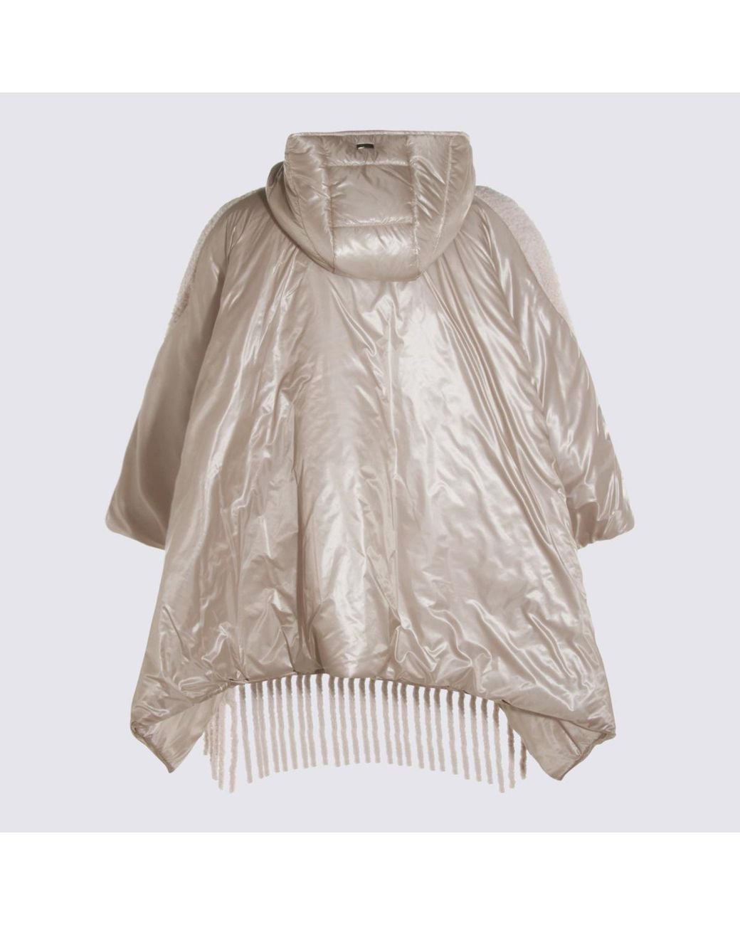 Herno Natural Hooded Fringed Coat