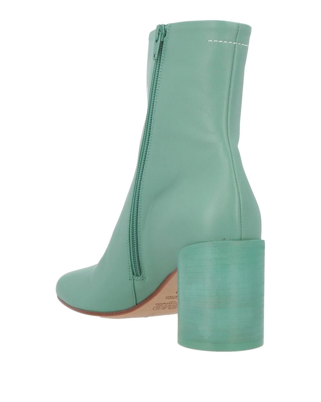 MM6 by Maison Margiela Green Minimalist Genuine Leather Ankle Boots