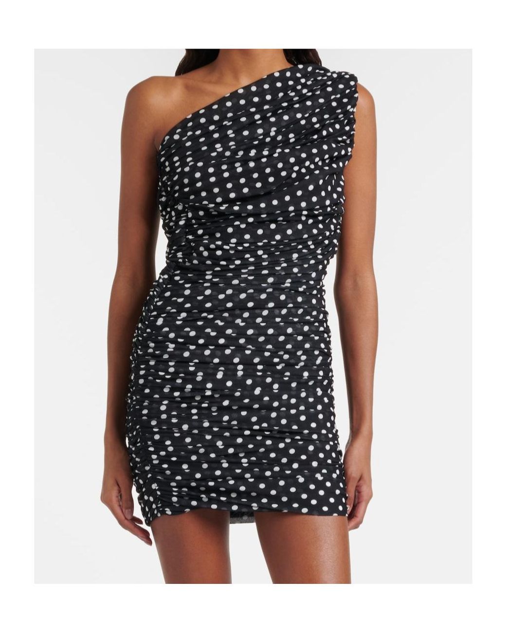 Patou Black Polka-Dot One-Shoulder Minidress