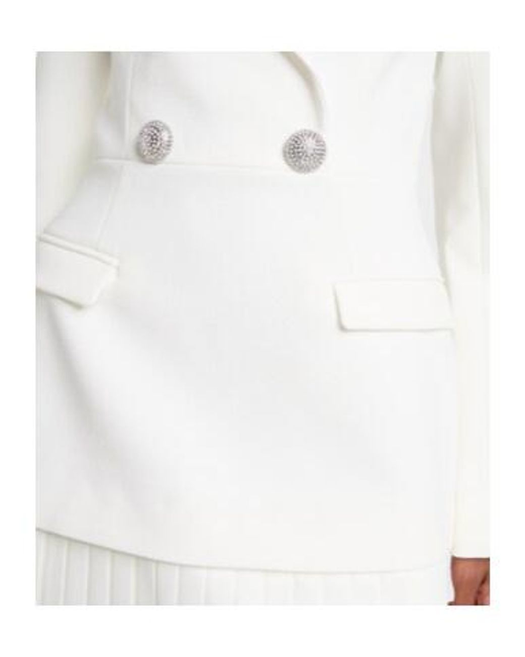 Rebecca Vallance White Bridal Atlas Pleated Blazer Dress