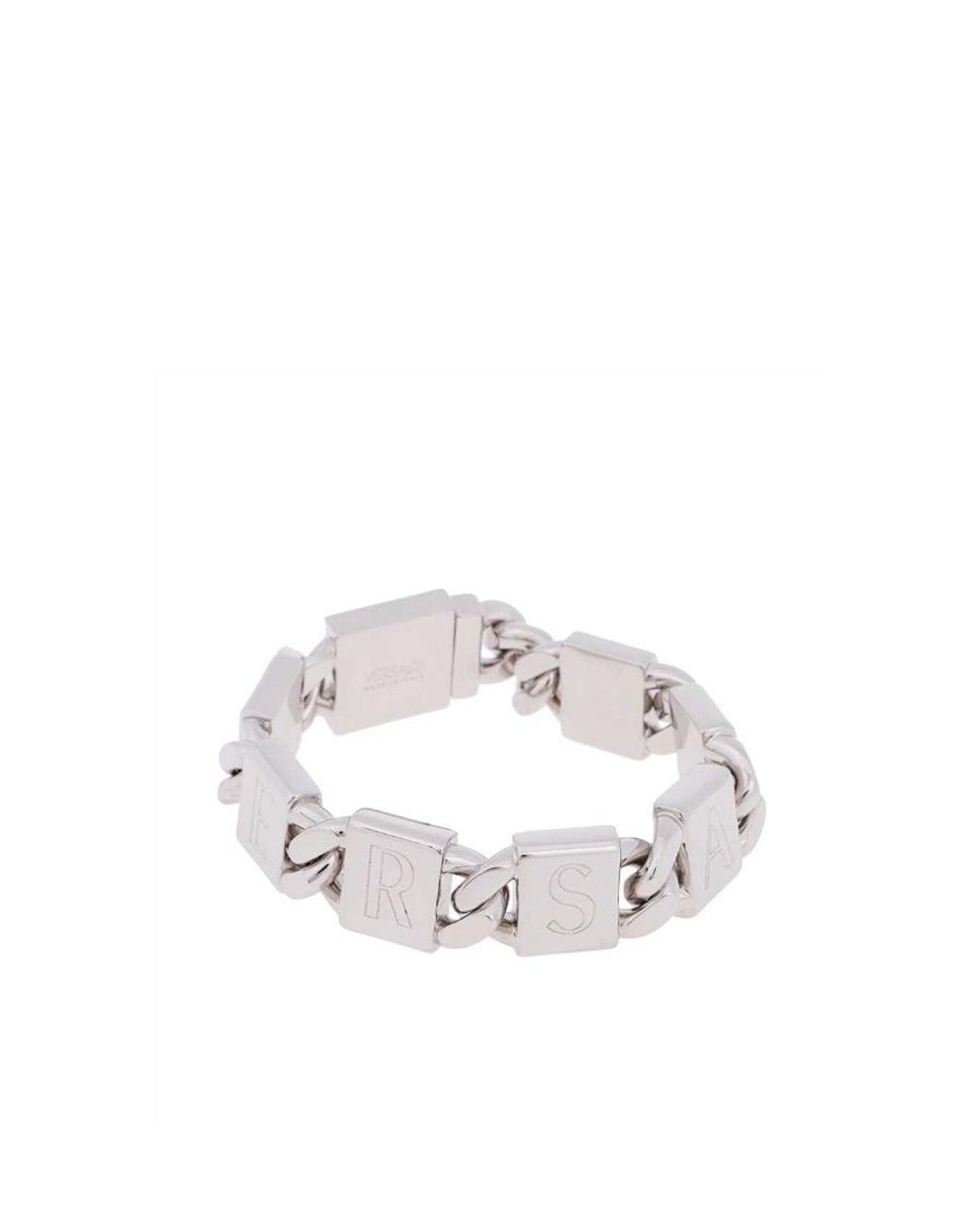 Versace White Logo-Plaque Chain Bracelet for men
