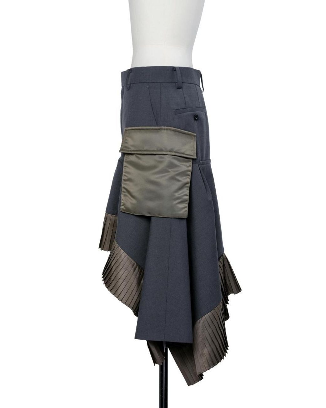 Sacai Gray Suiting X Twill Skirt