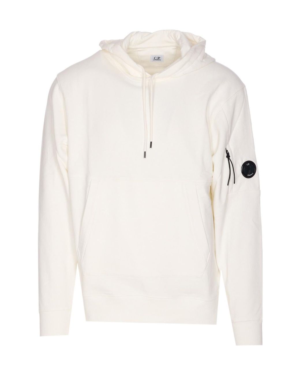 C P Company White Diagonal Raised Hoodie for men