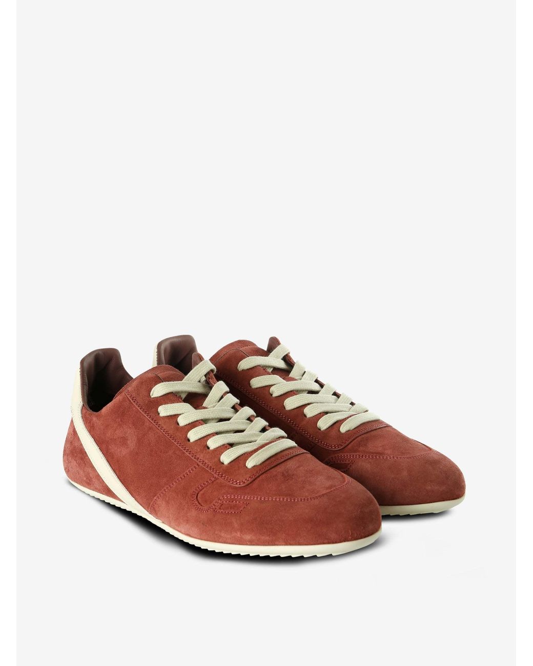 Rick Owens Brown Leather-Trimmed Suede Sneakers