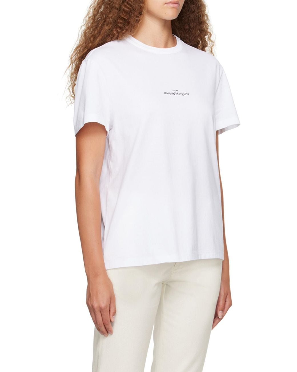 Maison Margiela White Logo Embroidered Crewneck T-Shirt for men