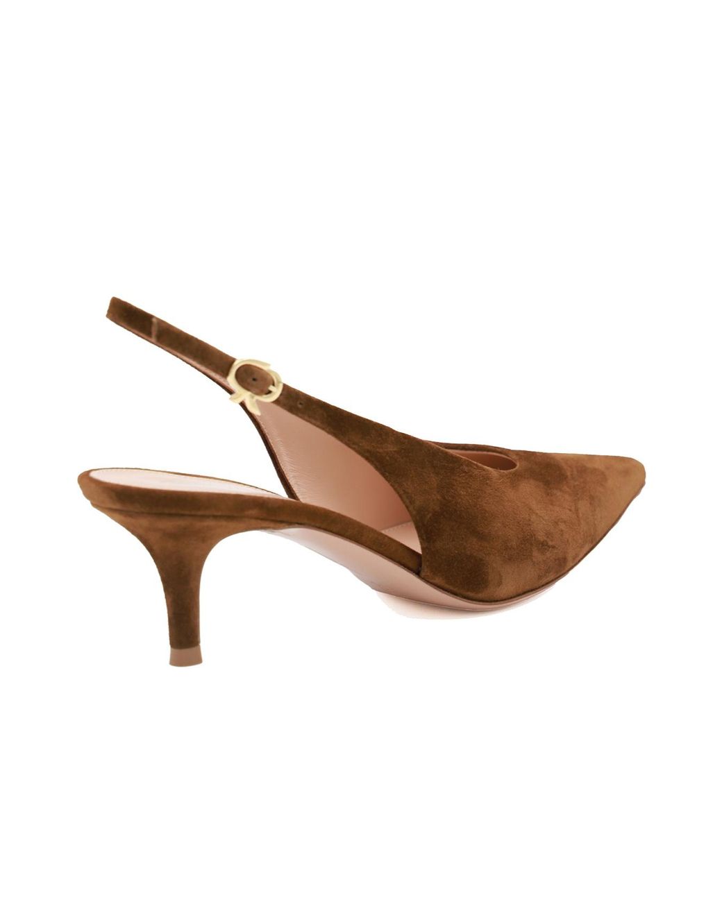 Gianvito Rossi Brown Robbie Kitten Heel Slingback Pumps