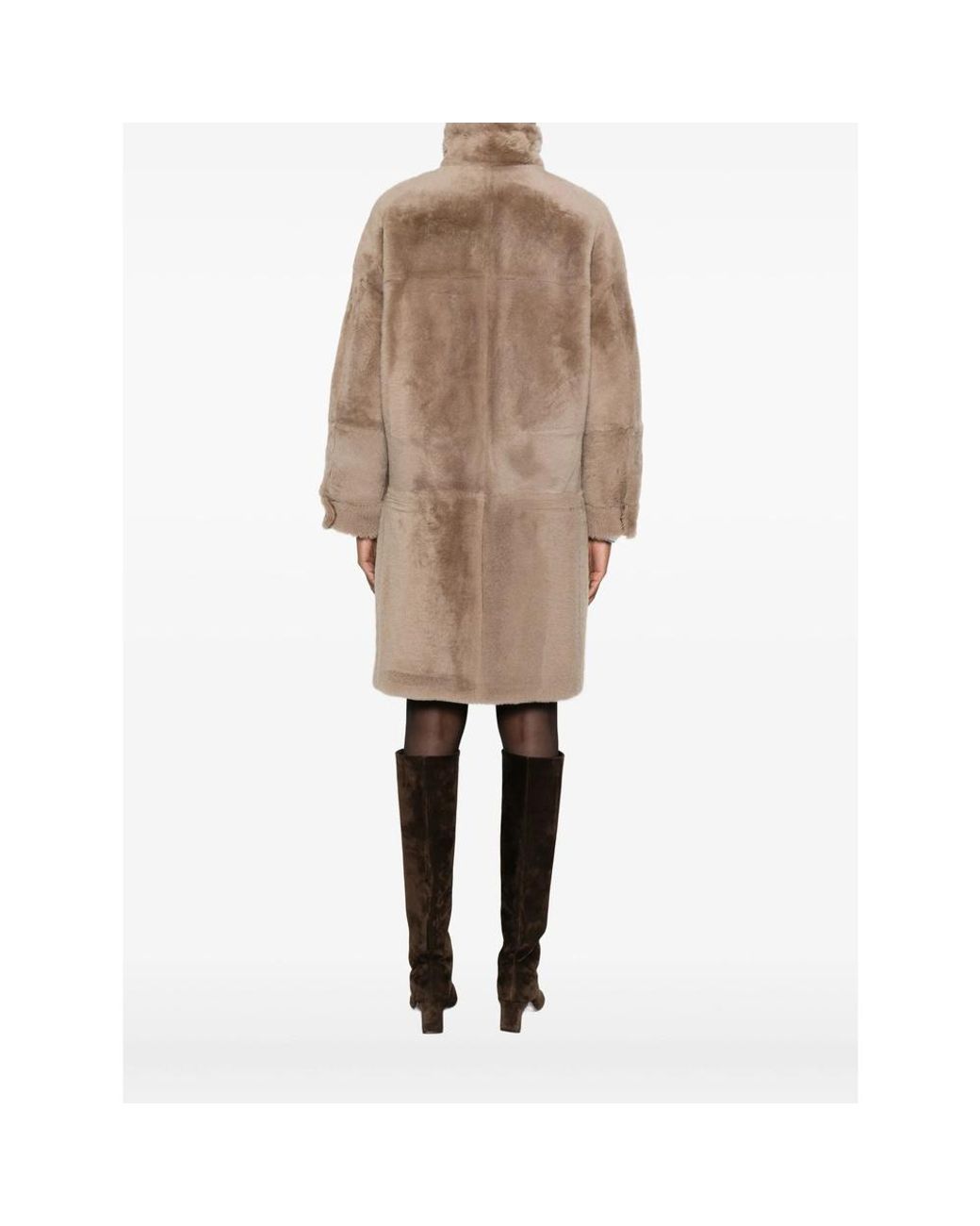 Brunello Cucinelli Natural Full-Zip Fur Coat