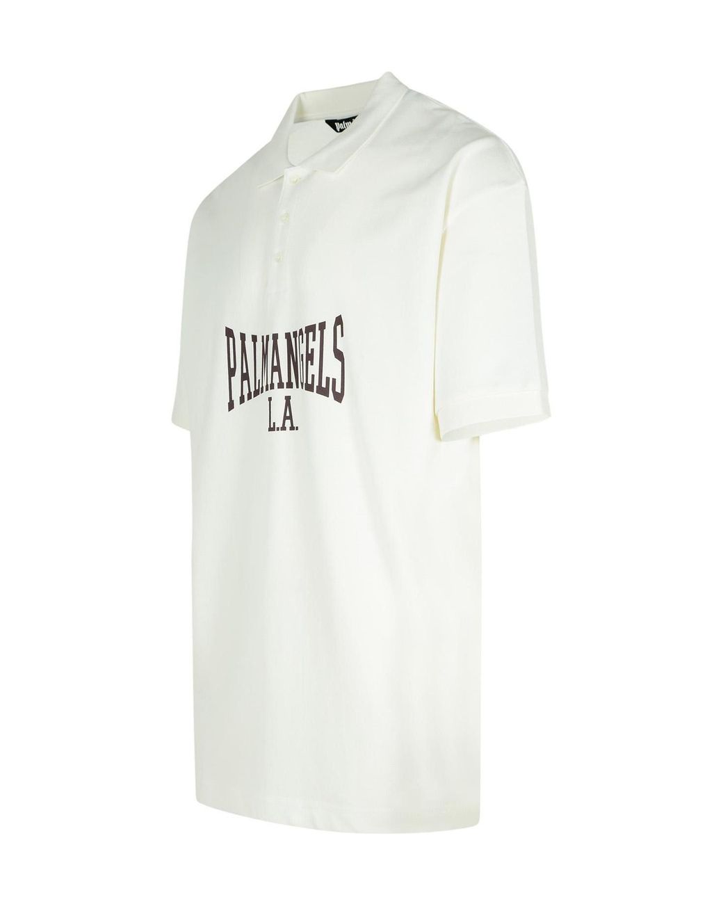 Palm Angels White Logo Printed Crewneck T-Shirt for men