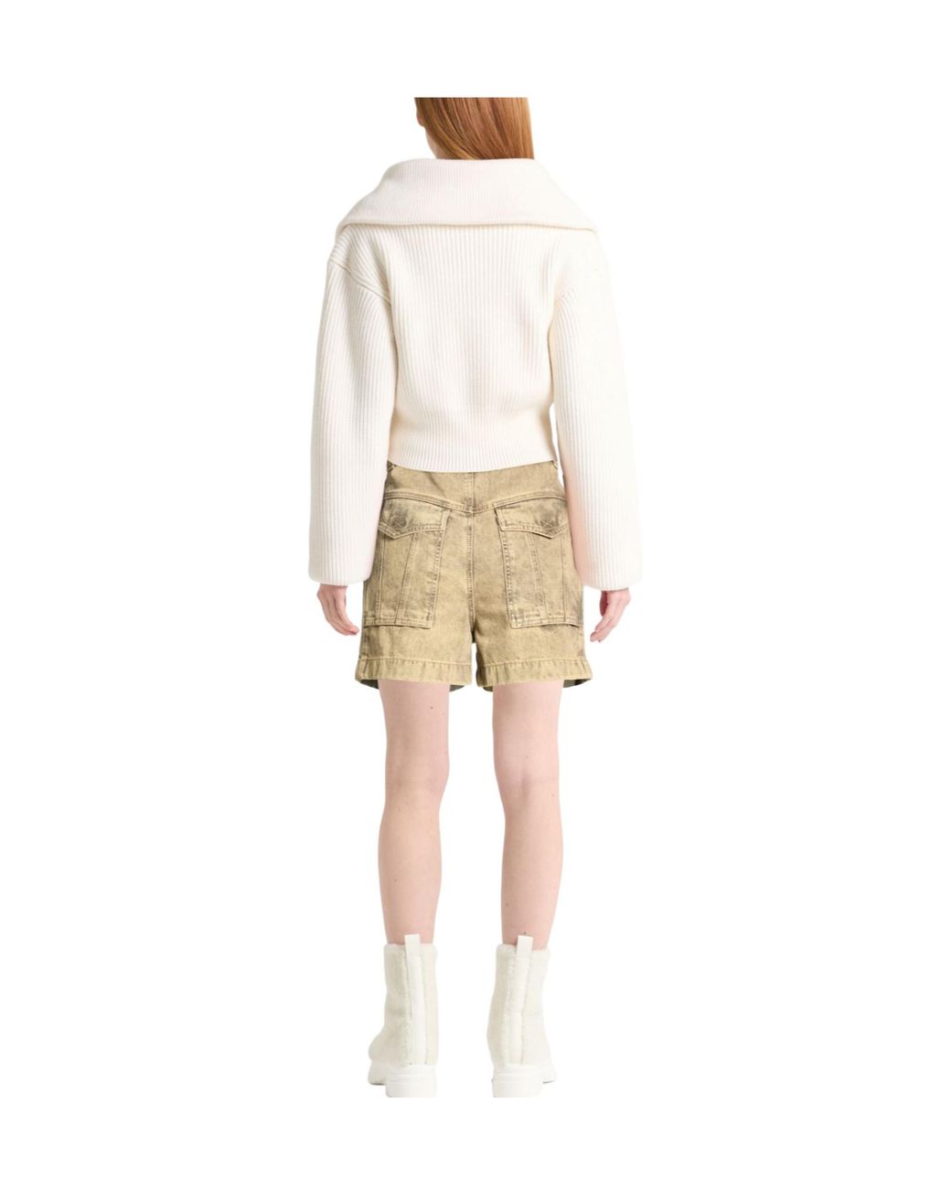 Isabel Marant Natural High-Waisted Denim Shorts