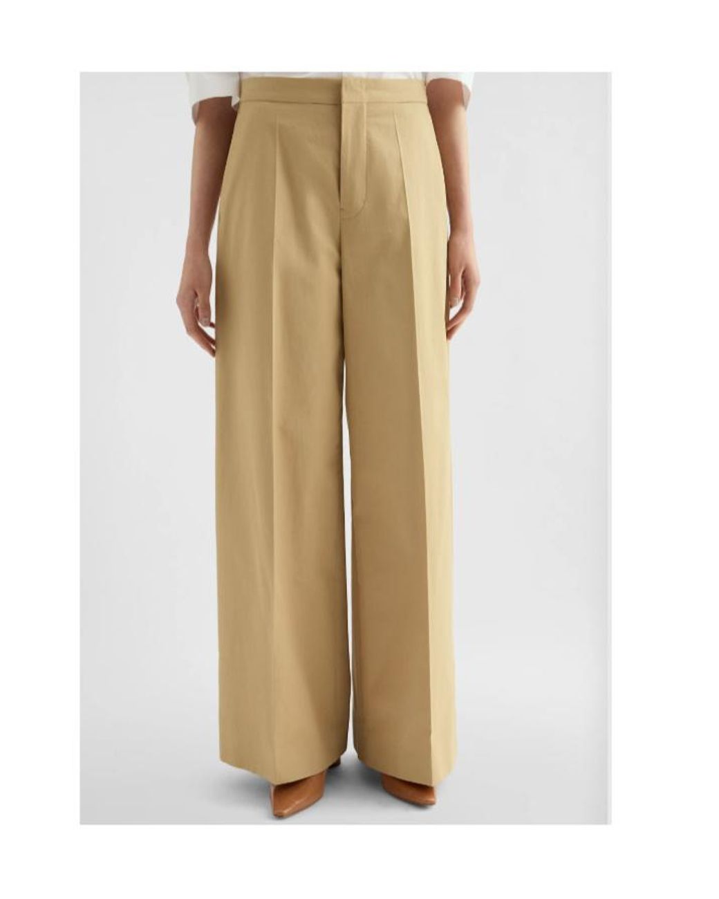 Jil Sander Natural Pleated Wide Leg Pants