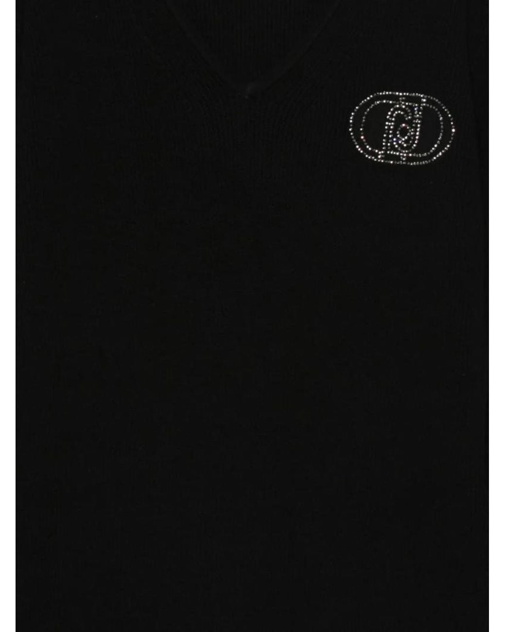 Liu Jo Black V-Neck Logo-Embellished Dress