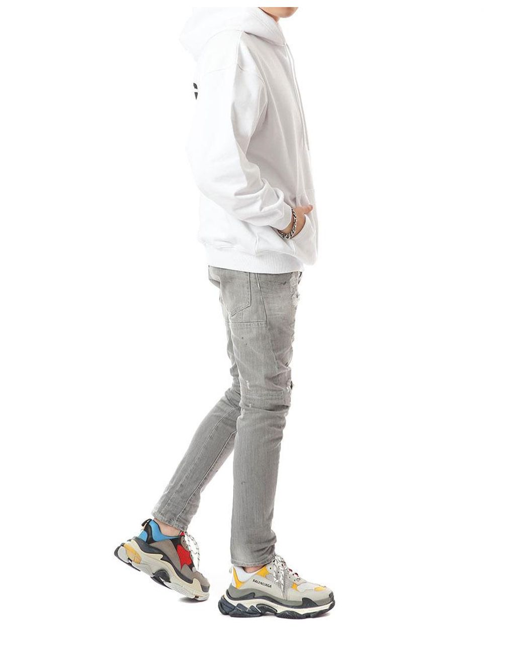 Balenciaga White Felpa Con Cappuccio