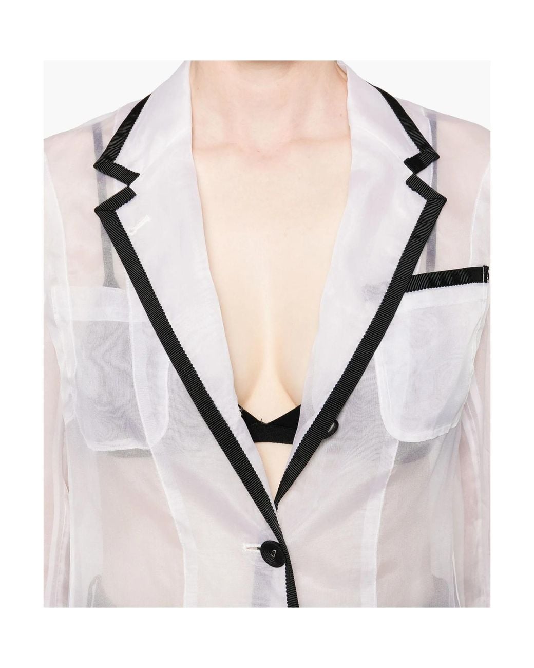 Thom Browne White Semi-Sheer Organza Blazer