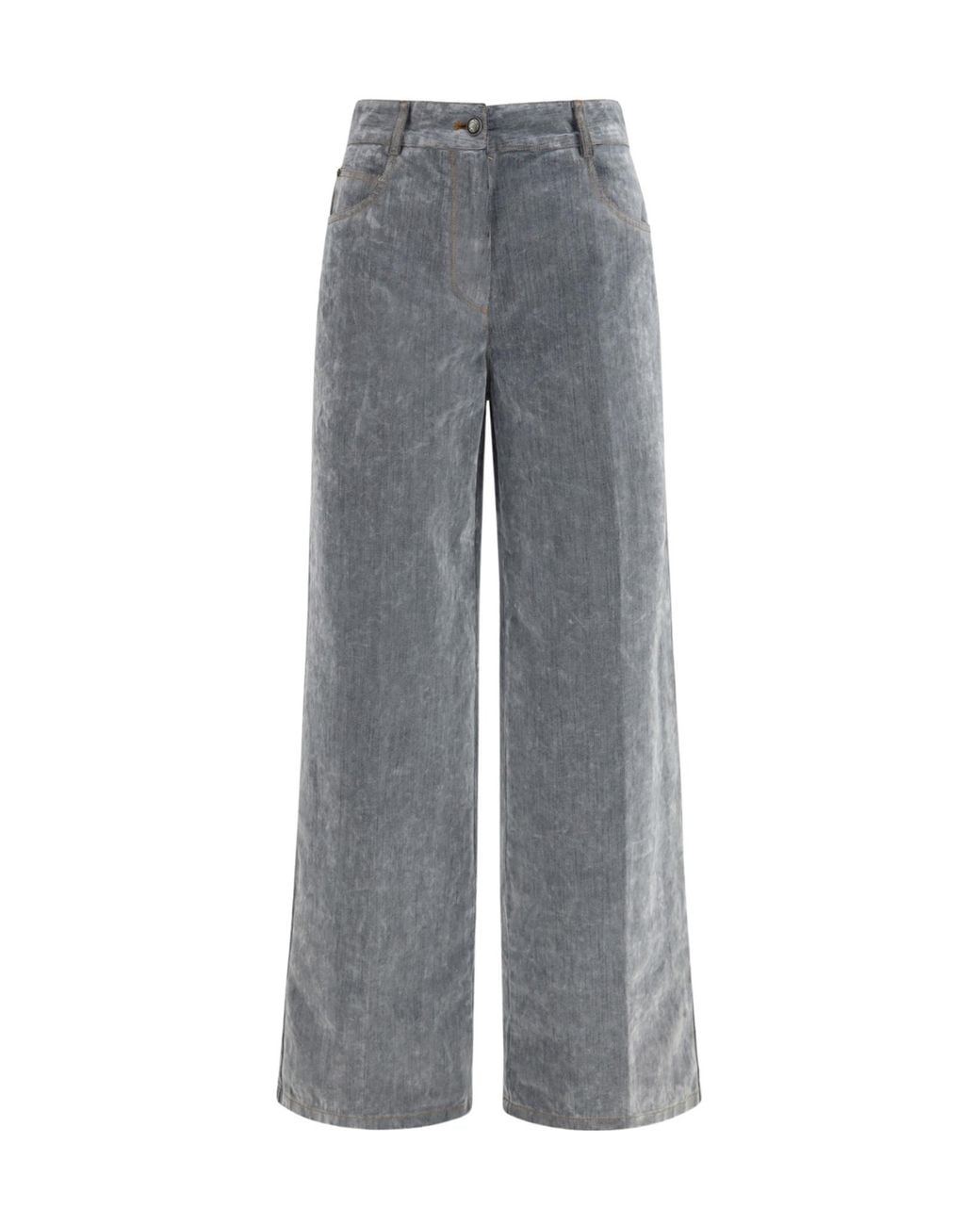 Forte_forte Gray Flocked Wide-Leg Jeans
