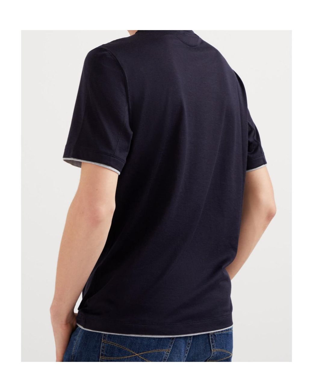 Brunello Cucinelli Black Lightweight Jersey Crewneck T-Shirt for men