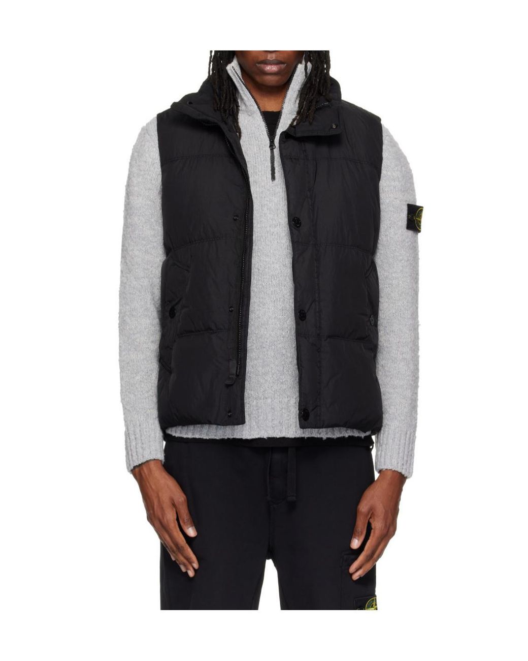 Stone Island Black Quilted Padded Gilet for men
