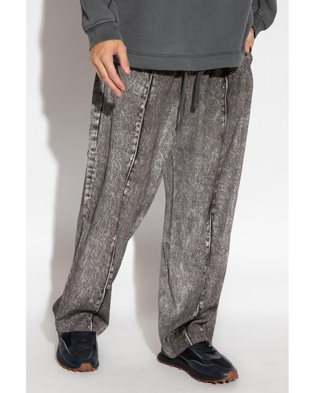 DIESEL Gray Faded-Effect Straight-Leg Pants for men