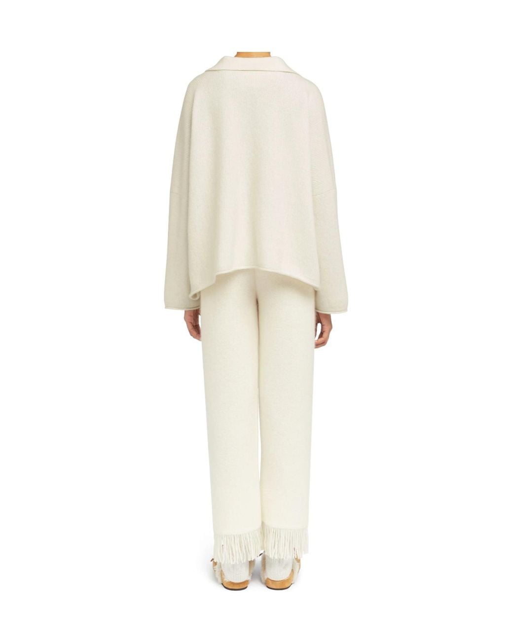 Alanui White Finest Polo-Collar Ribbed Sweater