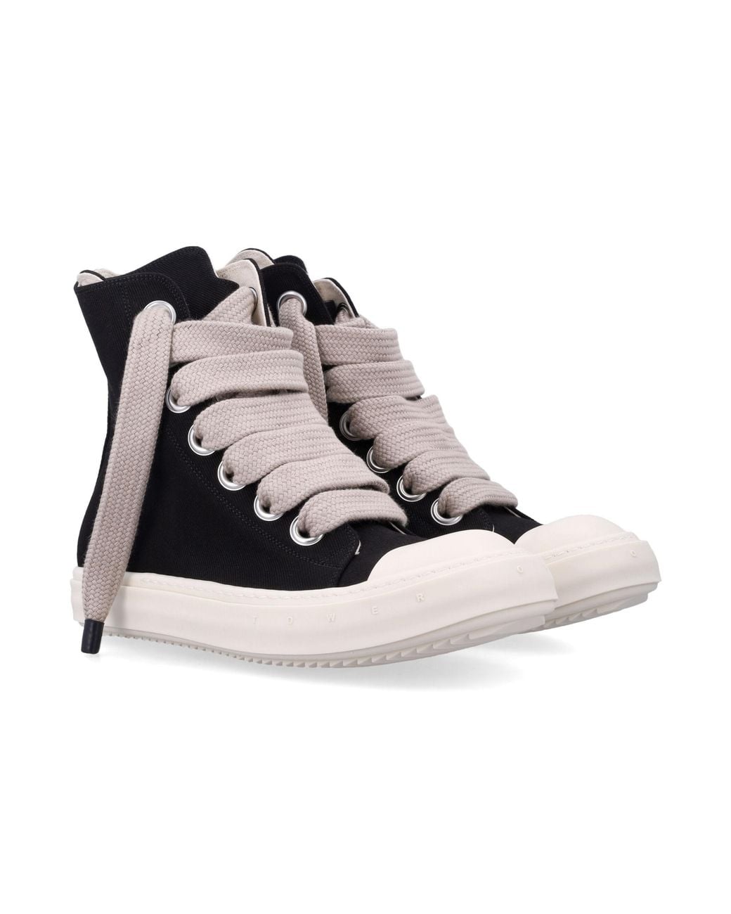 Rick Owens Black Round-Toe High-Top Casual Shoes