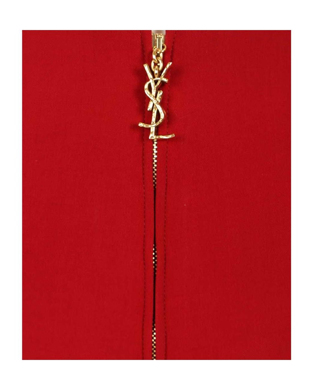 Saint Laurent Red Mid-Rise Pencil Skirt