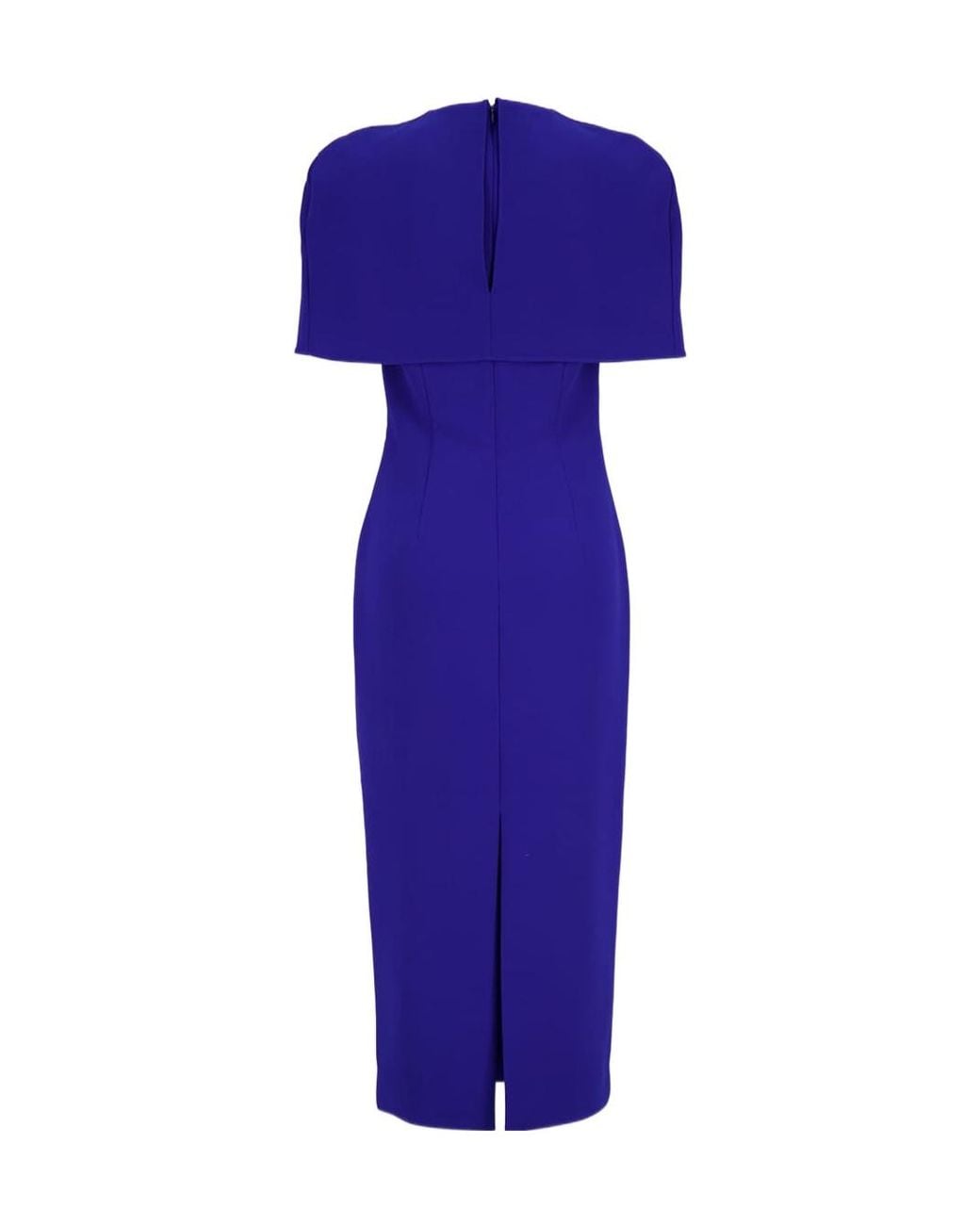 Roland Mouret Blue Cape-Overlay Crepe Midi Dress