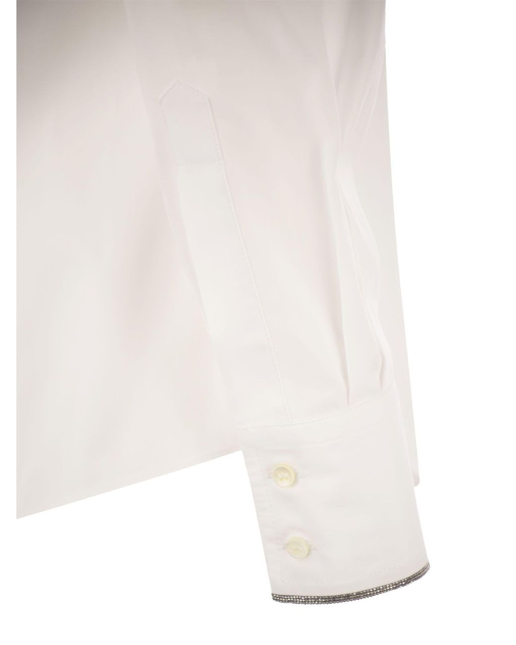 Brunello Cucinelli White Long-Sleeved Button-Up Shirt