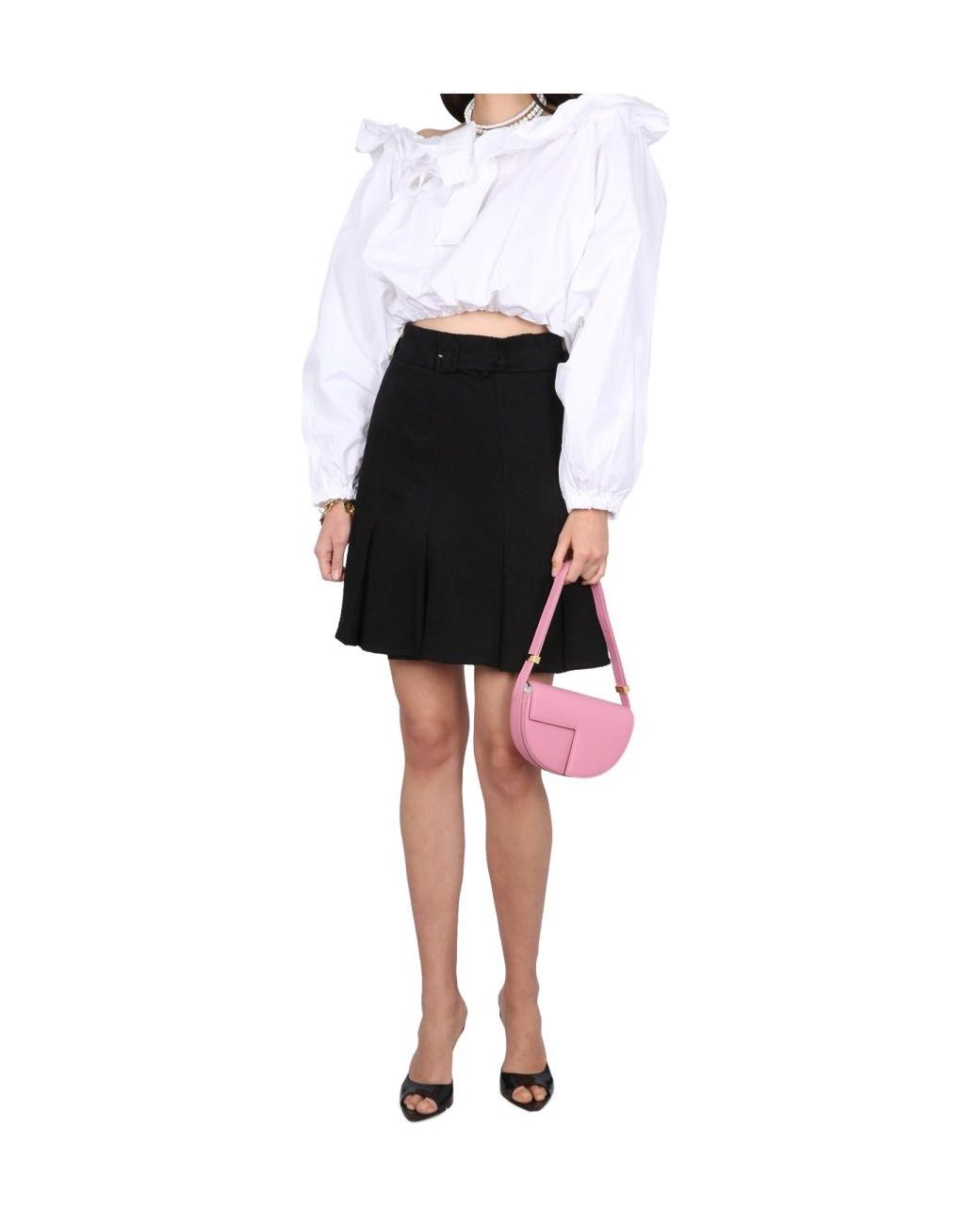 Patou Black Pleated A-Line Skirt