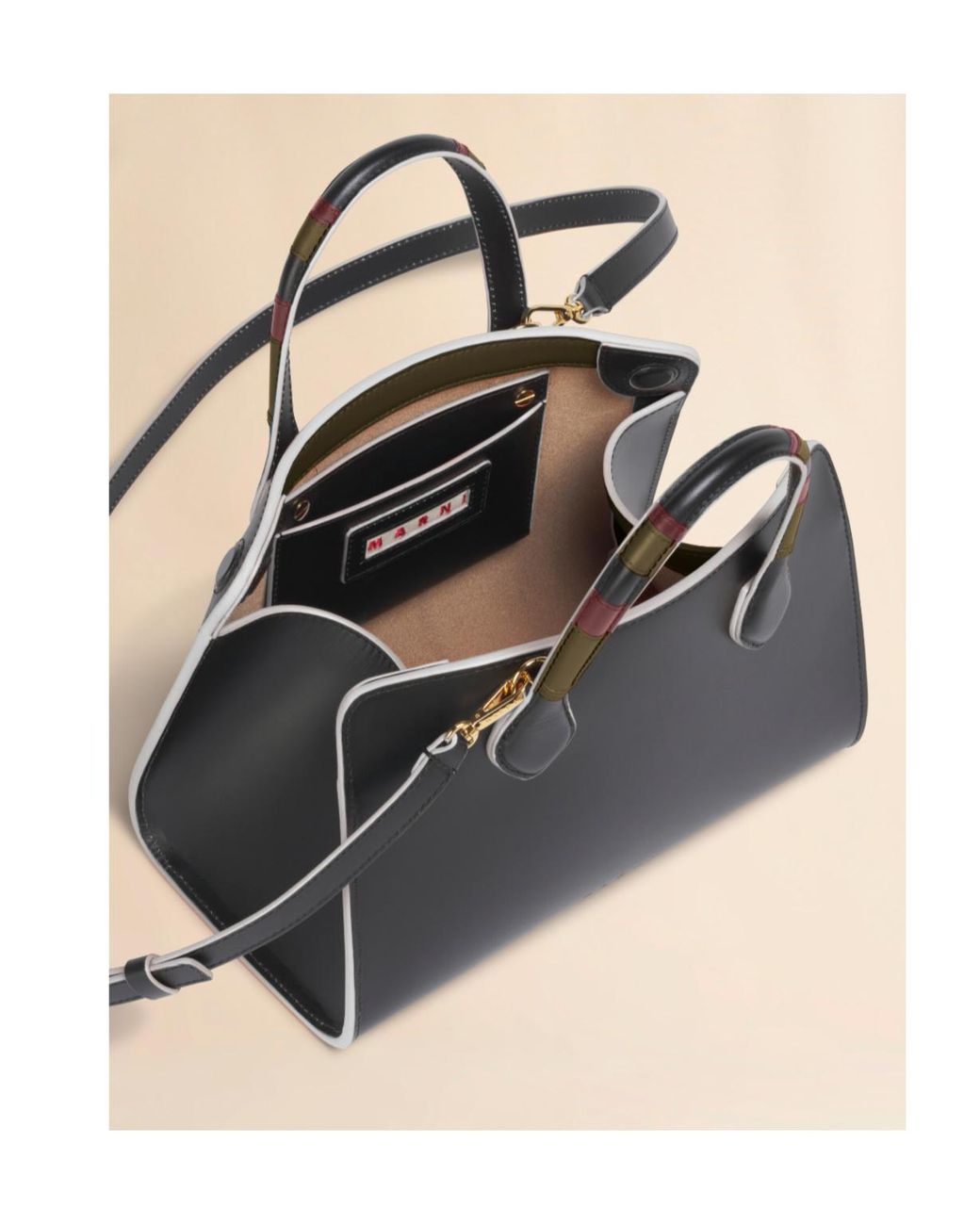 Marni Black Overlap Small Tote Bag