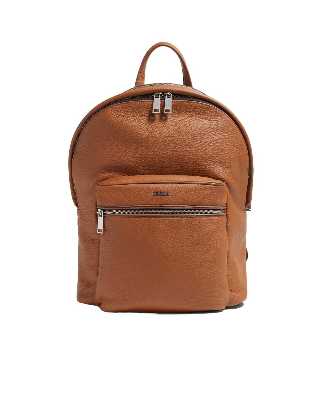 Zegna Brown Logo Lettering Backpack for men