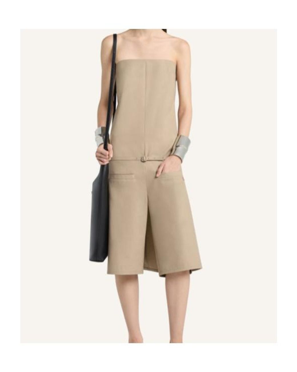 Courreges Natural Courrèges Belted Bustier Jumpsuit