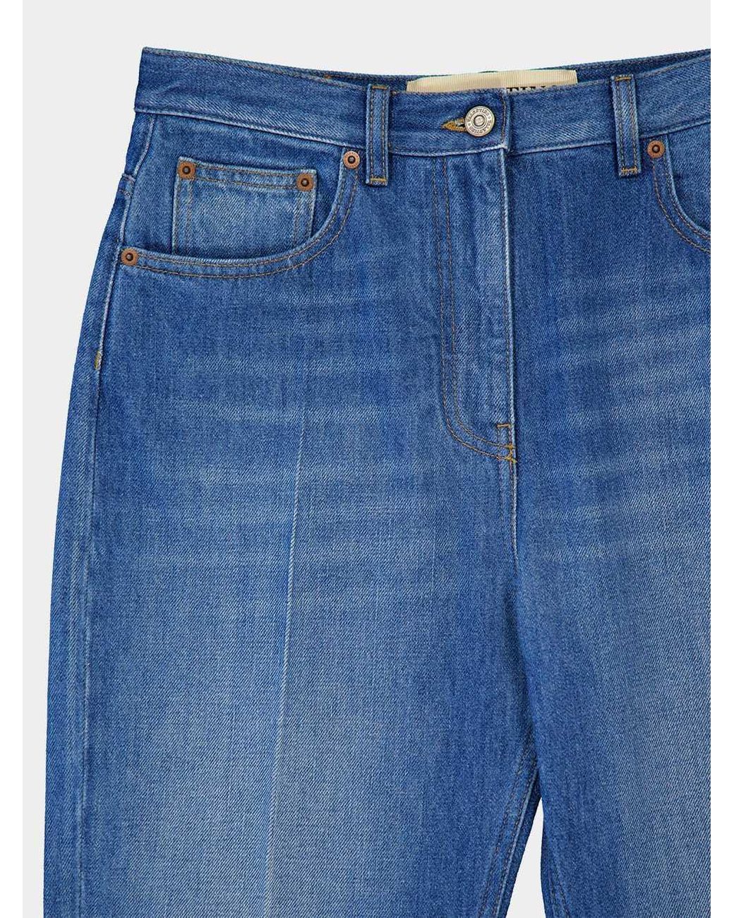 Valentino Blue Logo Patch Straight-Leg Jeans