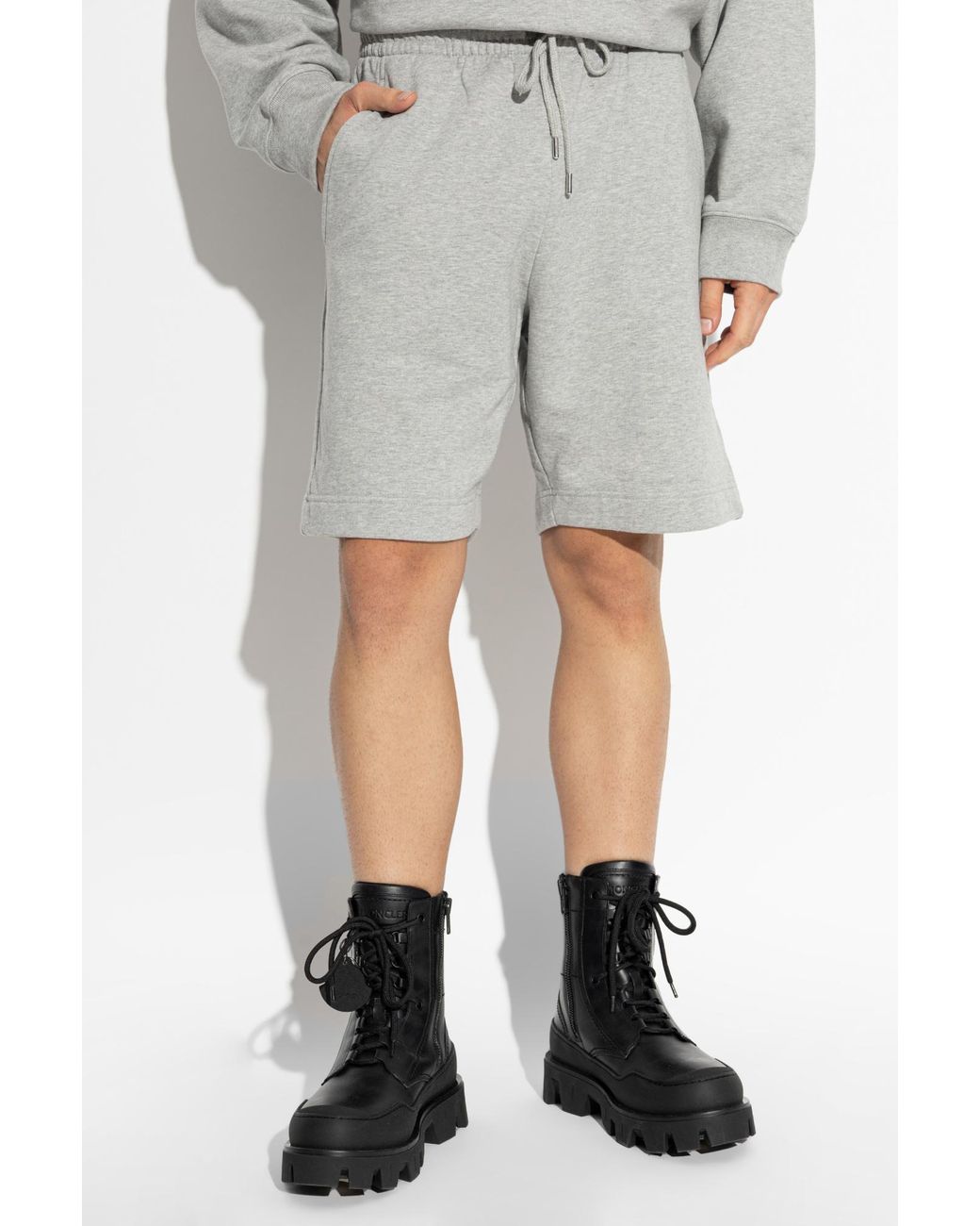 Dries Van Noten Gray Elastic Drawstring Waist Shorts for men