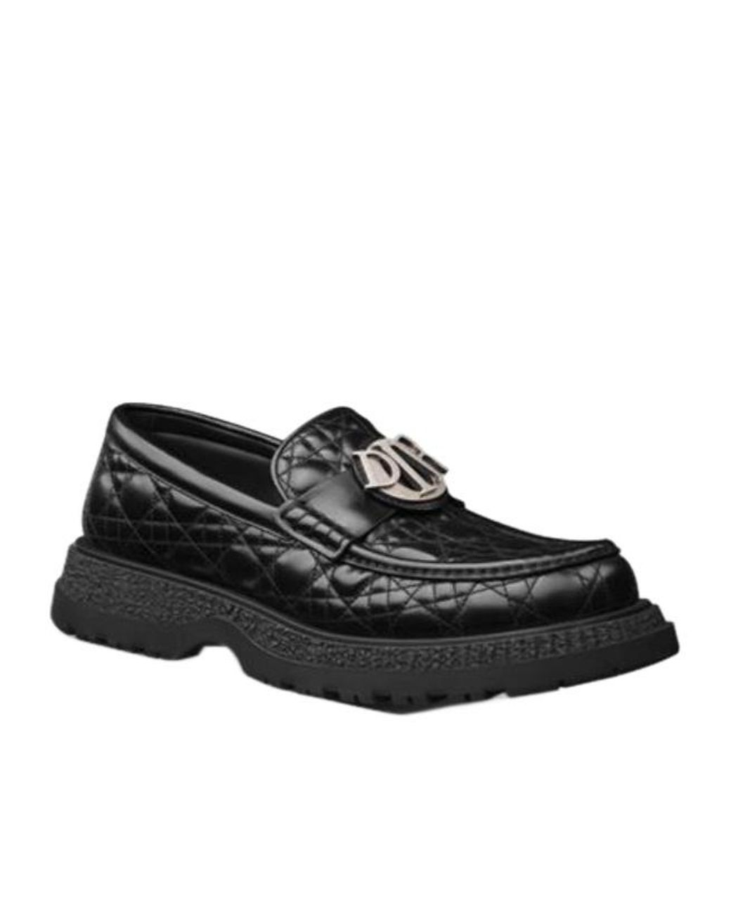 Dior Black Homme Logo Plaque Slip-On Buffalo Loafers for men