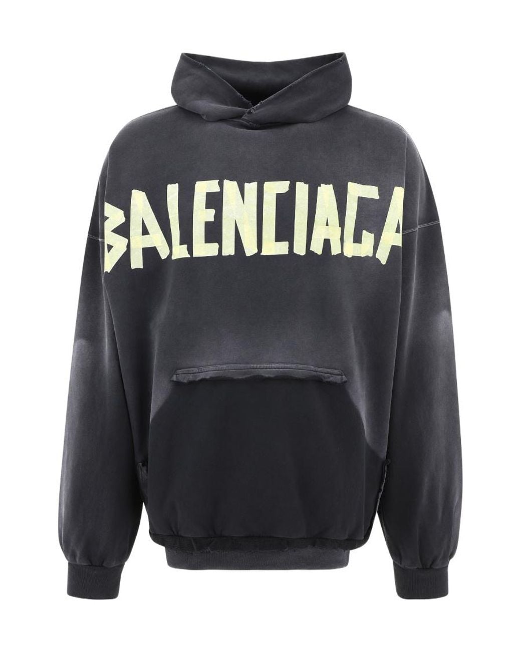 Balenciaga Gray Tape Type Ripped Pocket Hoodie Oversized for men