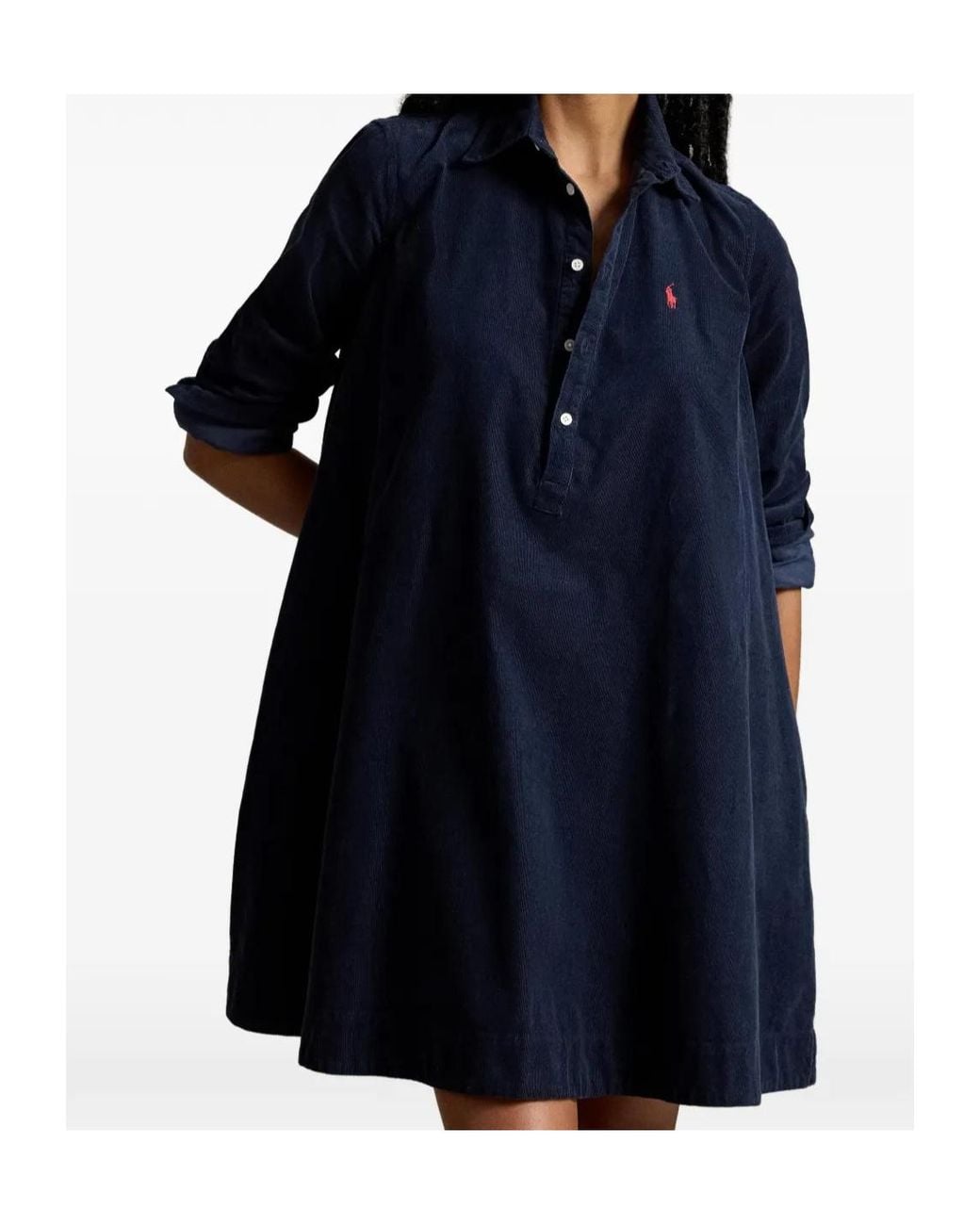 Polo Ralph Lauren Black Corduroy A-Line Shirt Dress
