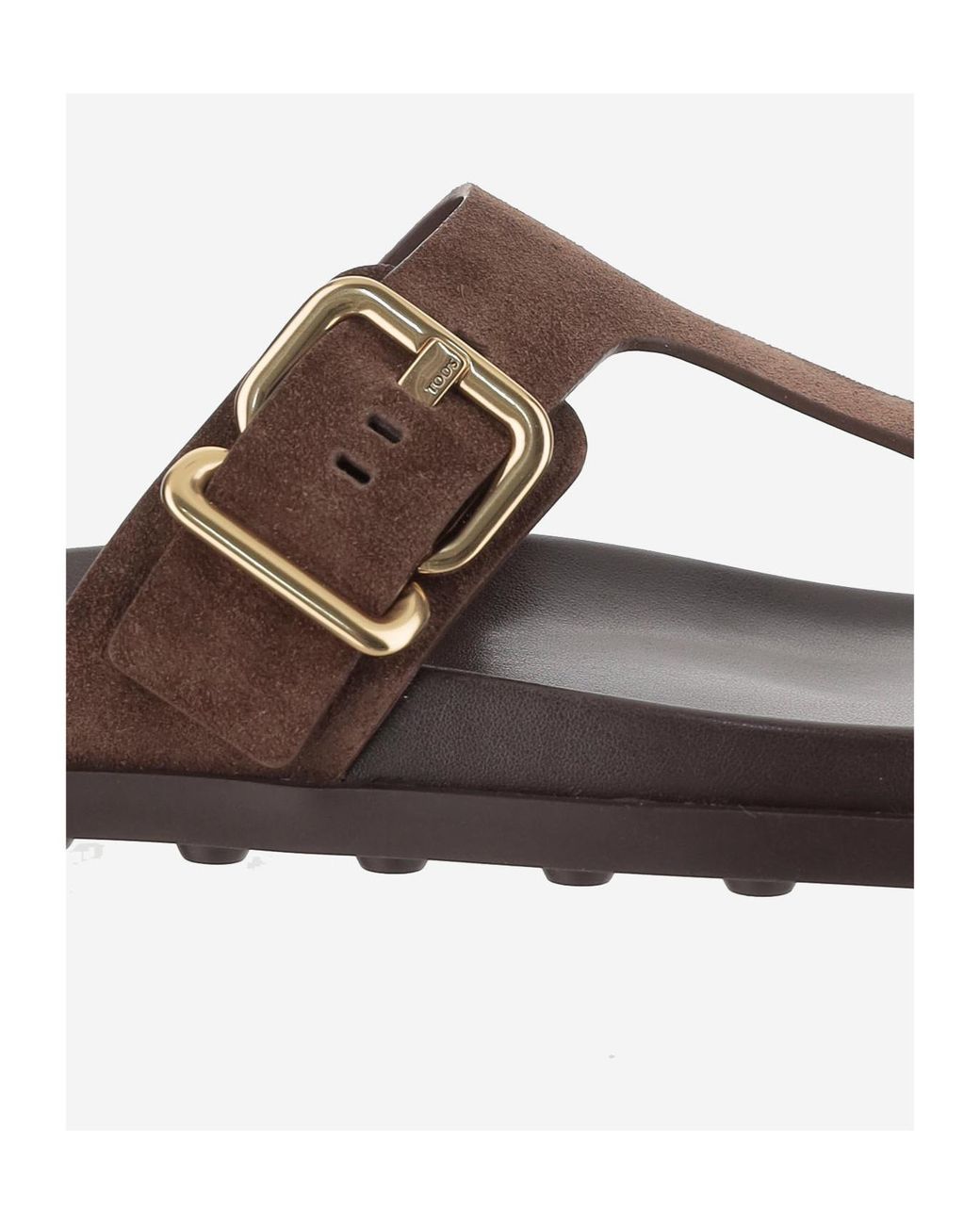 Tod's Brown Buckle Detailed Thong Sandals