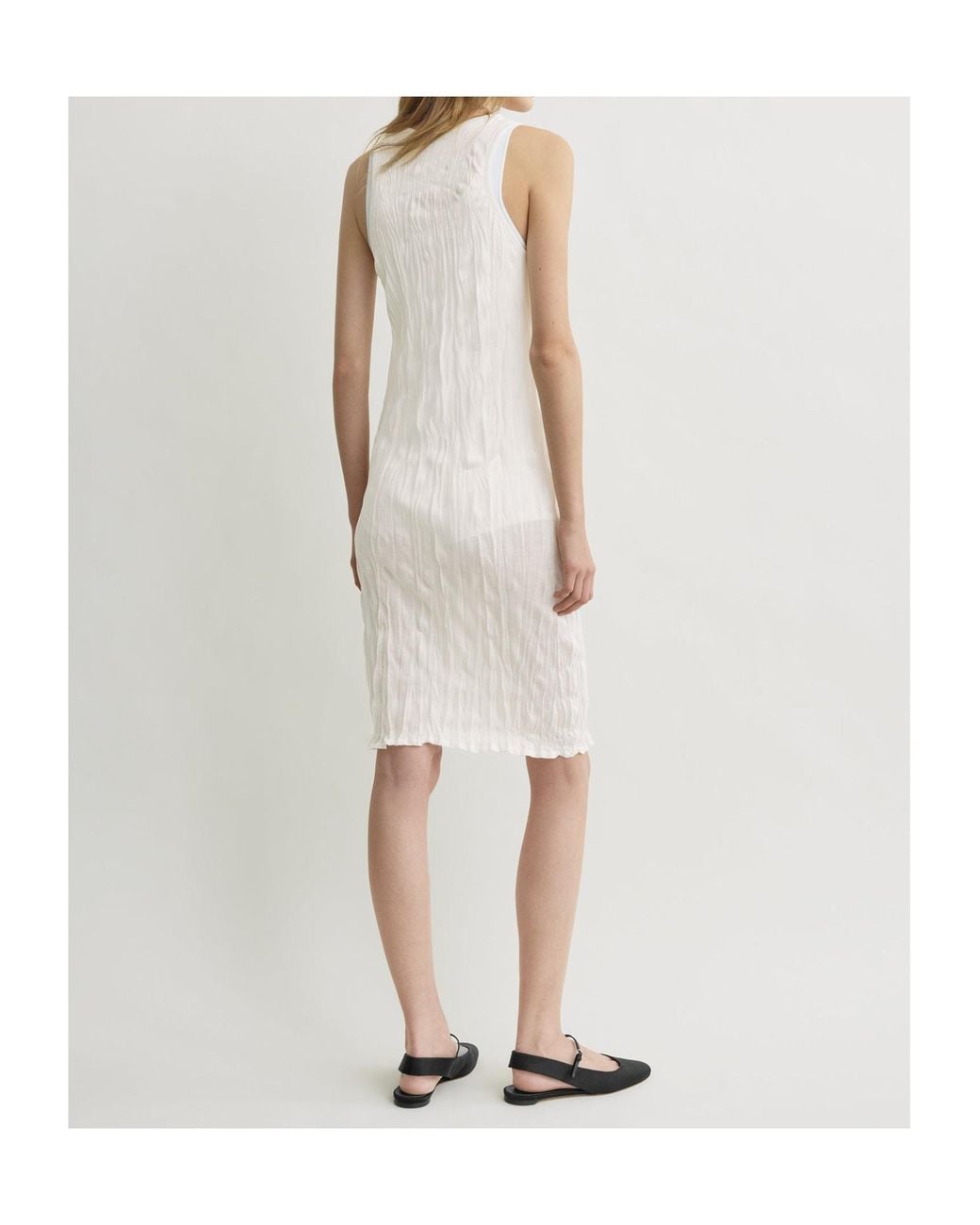 Totême White Totême Crinkled Knit Tank Knitted Dress