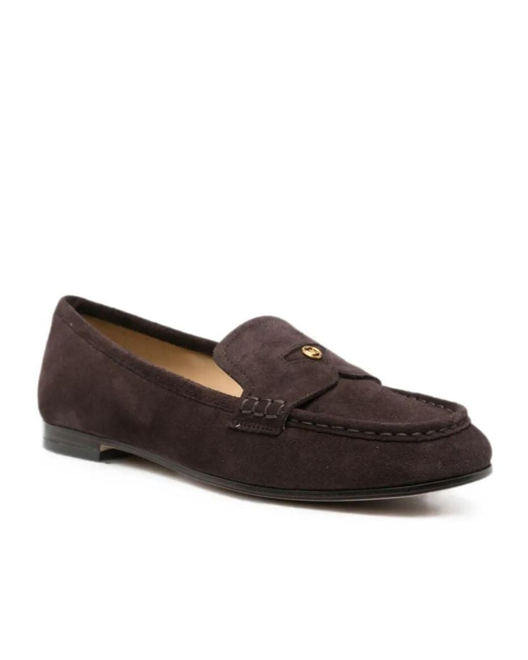 Michael Kors Brown Jennings Logo-Plaque Suede Loafers