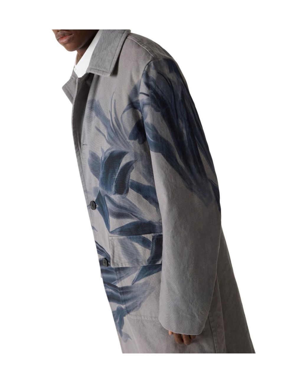 Dries Van Noten Gray Elbow Shaped Loose Fit Coat for men