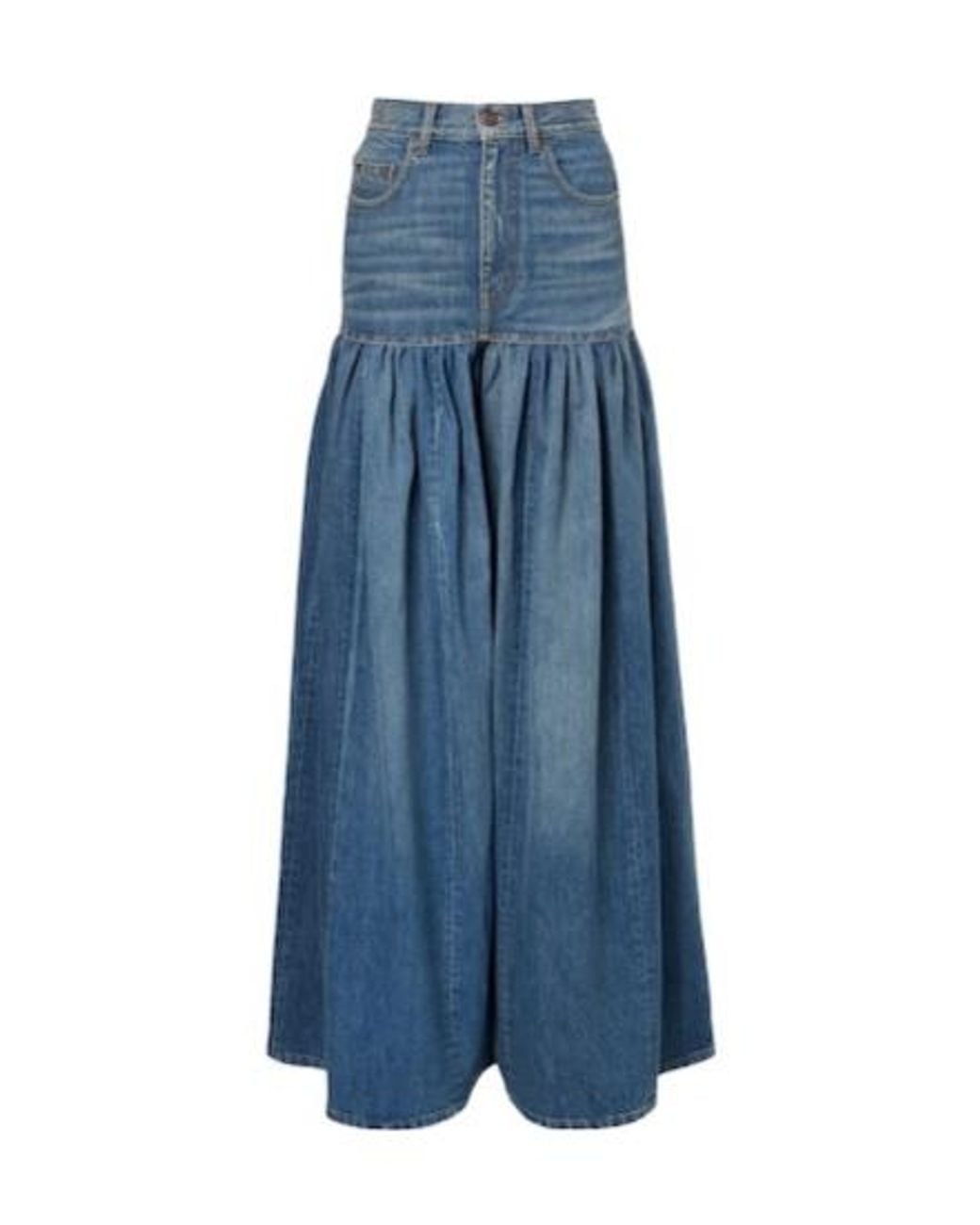 Chloé Blue Pleated Wide-Leg Jeans