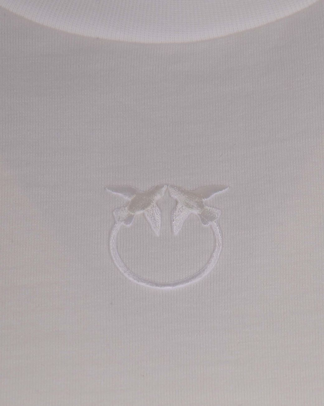 Pinko White T-Shirt With Love Birds Embroidery