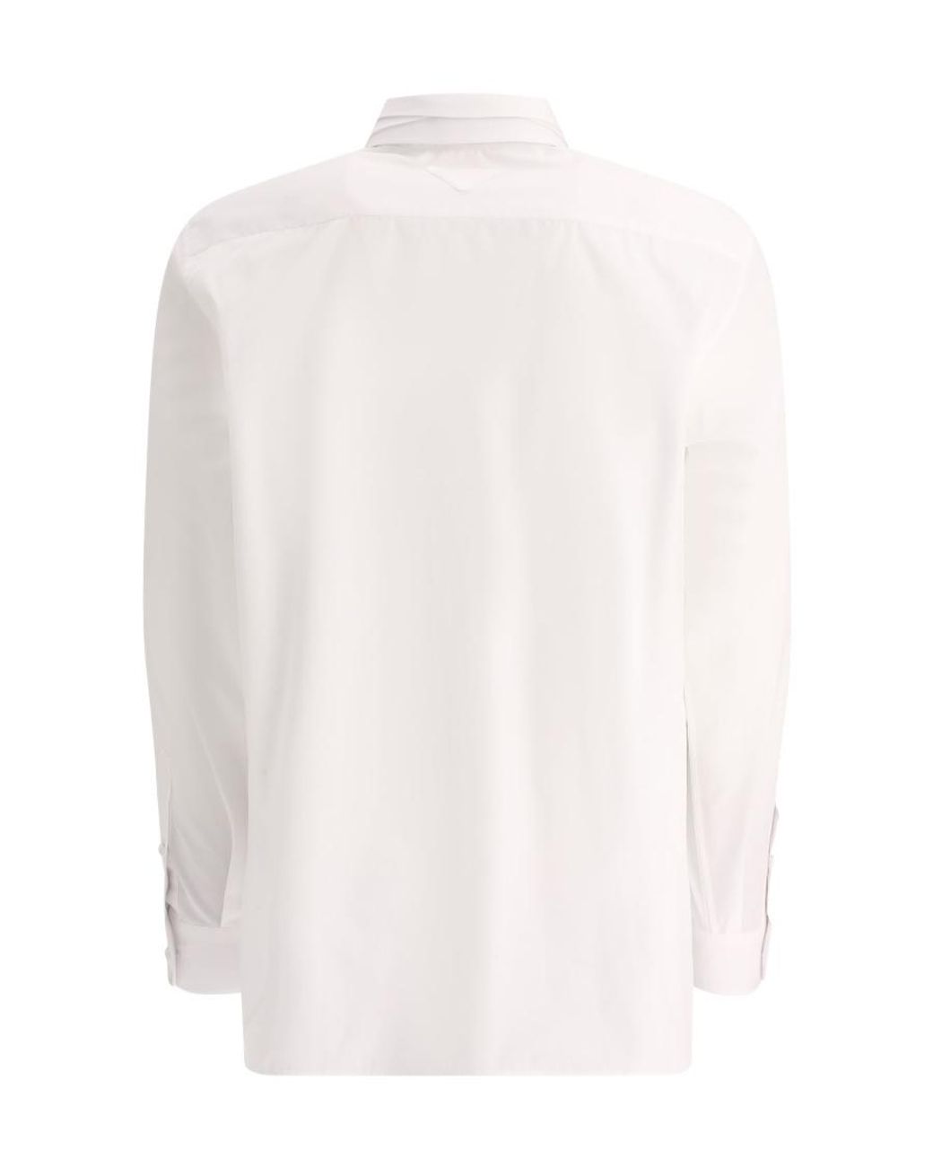 Prada White Layered-Collar Button-Up Poplin Shirt for men