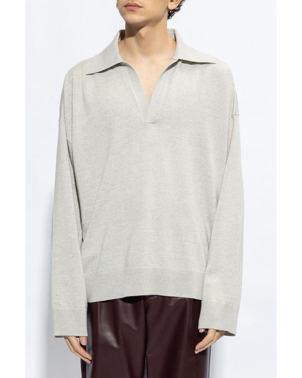 Bottega Veneta White Bv Embroidered Knitted Polo Shirt for men