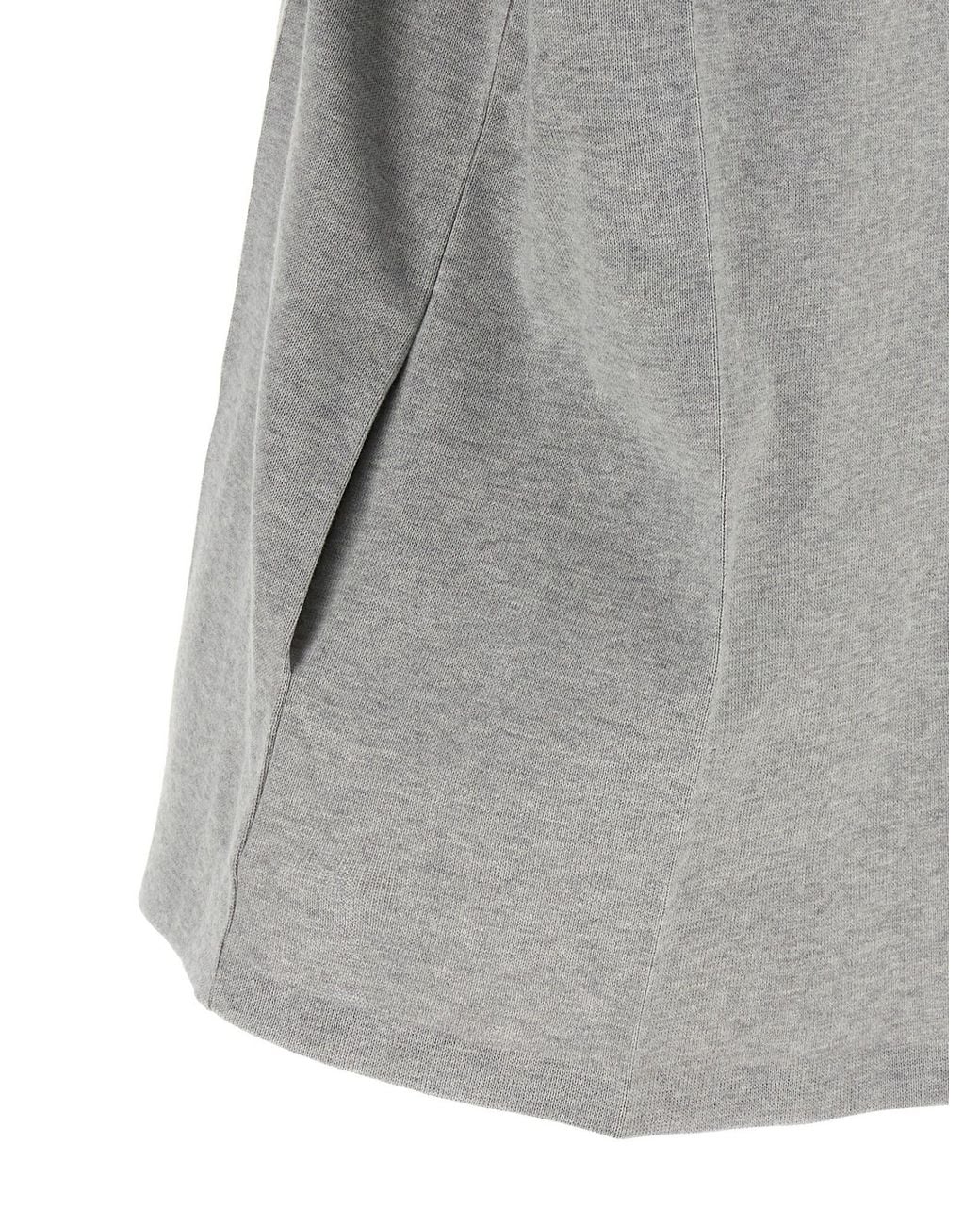 Miu Miu Gray Ruffled Crewneck Dress
