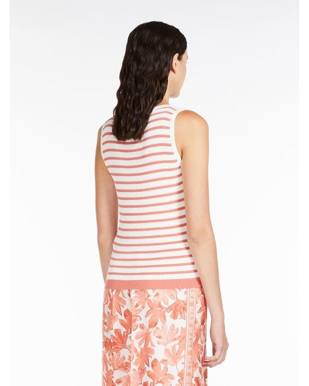 Max Mara Pink Striped Knitted Tank Top