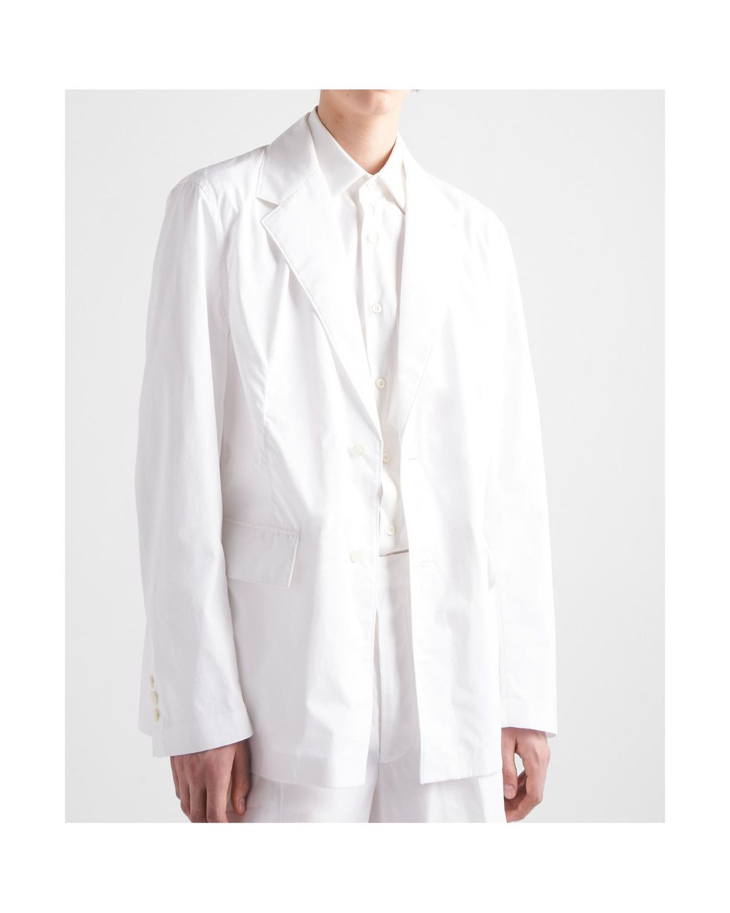 Prada White Single-Breasted Cotton Jacket for men