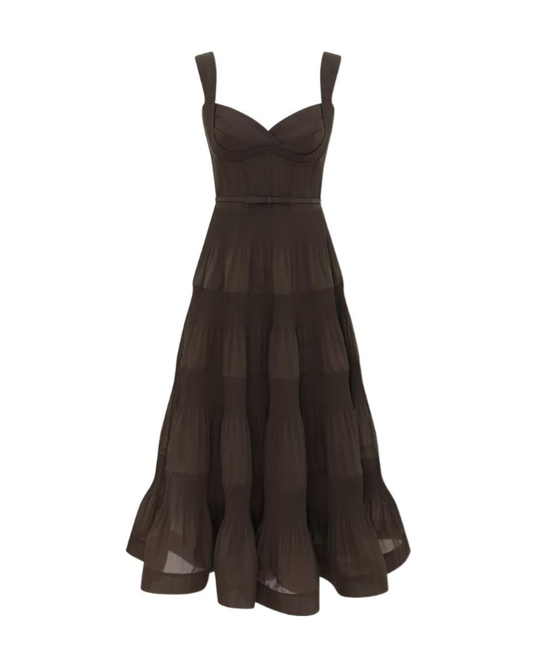 Zimmermann Brown Pleated Draped Midi Dress