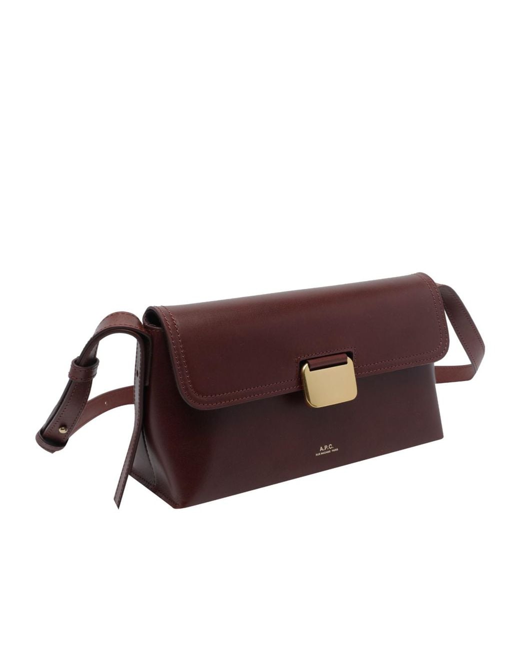A.P.C. Purple Grace Logo-Print Leather Shoulder Bag