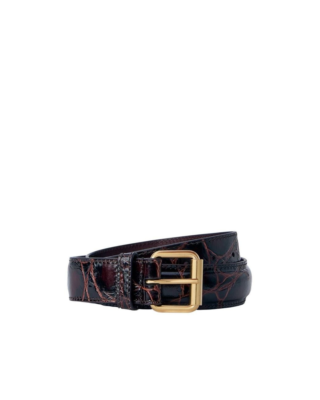 Dries Van Noten White Embossed Leather Belt