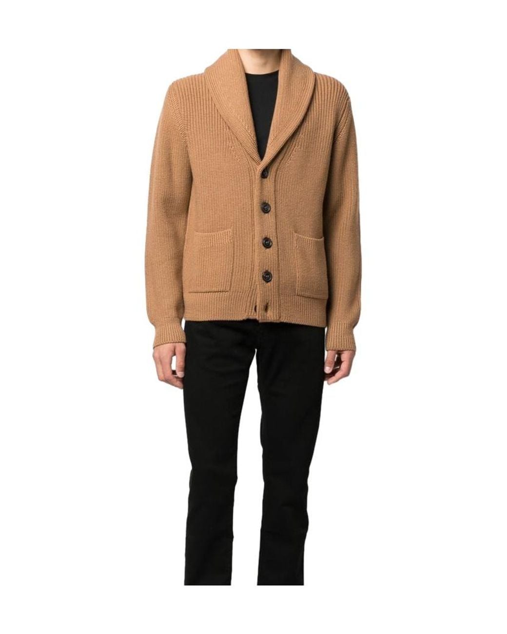 Drumohr Brown Shawl Collar Buttoned Cardigan for men